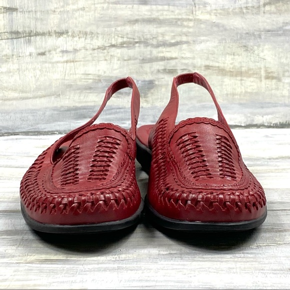 Classic Elements Brick Red Leather Slingback Flats “Hudson” Casual Sandal In Box - Picture 4 of 15